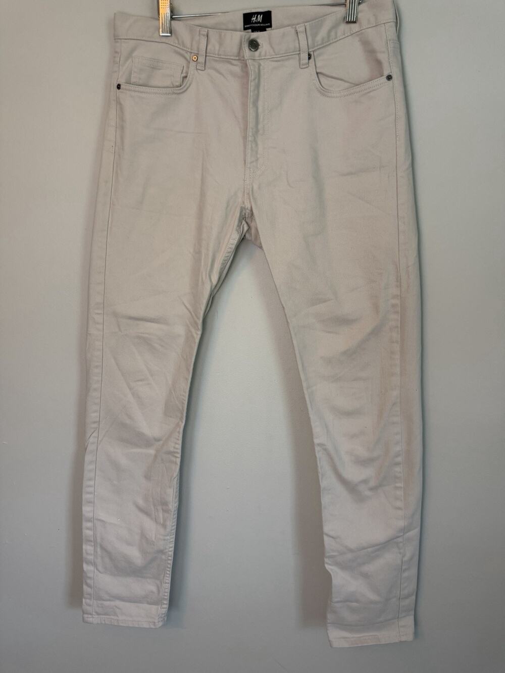 H&M Men's Cream Jeans Straight/skinny Leg Sz 33